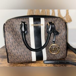 MICHAEL KORS Bedford Small Satchel Brown/Black/White